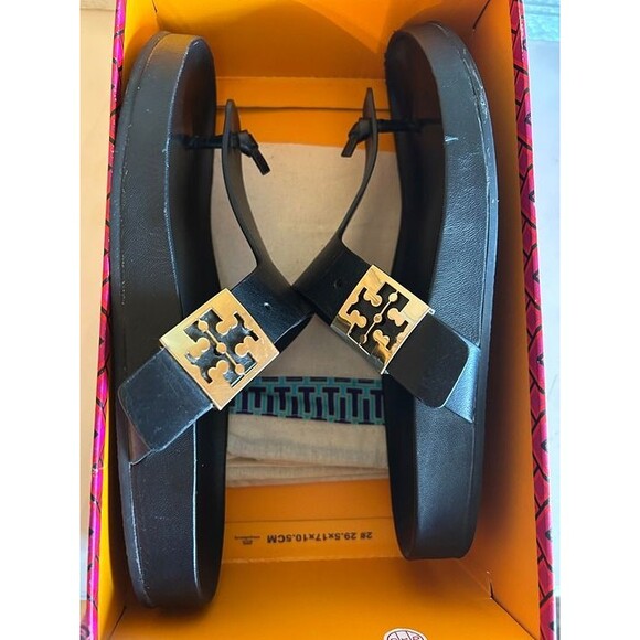 Tory Burch Shoes - Tory Burch Mellow Thong Sandal – Black Vachetta Leather – Size 9.5 – Gently Used